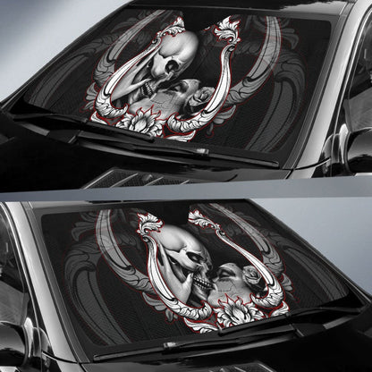 Love Kissing Skeleton Sugar Skull Gothic Car Auto Sun Shades Custom 1 211101 - YourCarButBetter