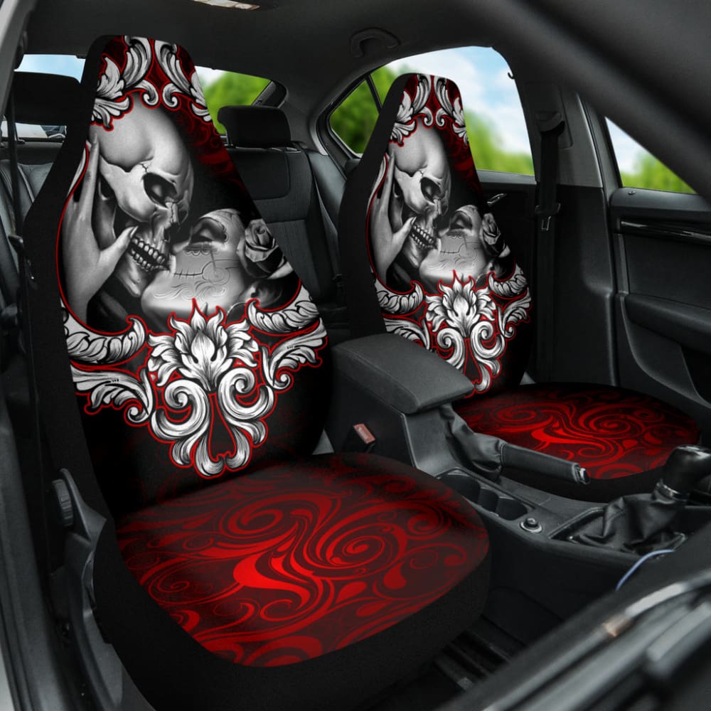 Love Kissing Skeleton Sugar Skull Gothic Car Seat Covers Custom 1 211101 - YourCarButBetter