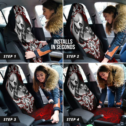 Love Kissing Skeleton Sugar Skull Gothic Car Seat Covers Custom 1 211101 - YourCarButBetter