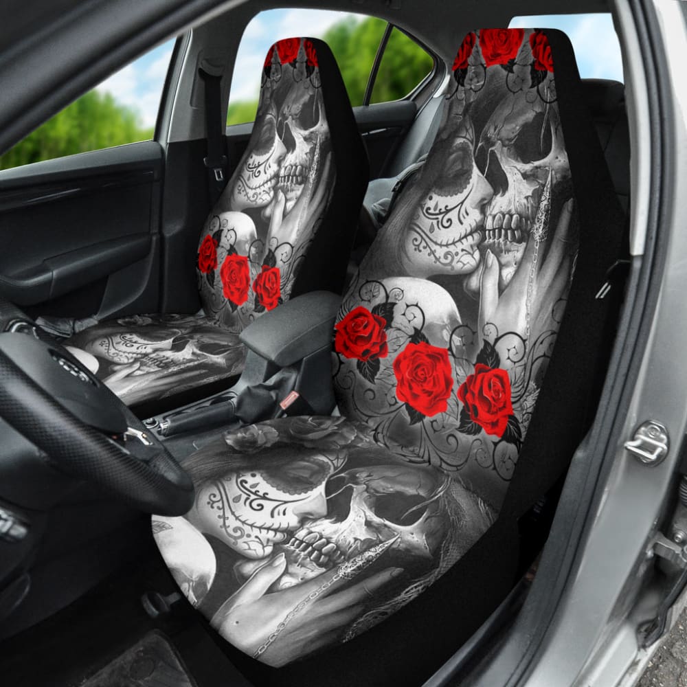 Love Kissing Skeleton Sugar Skull Gothic Car Seat Covers Custom 2 211101 - YourCarButBetter