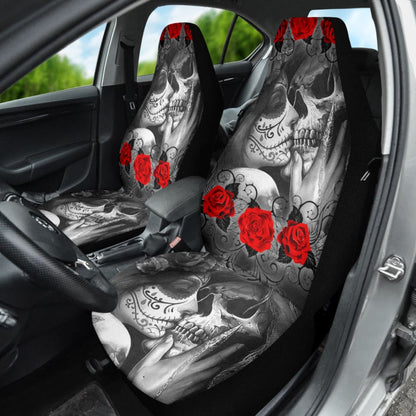 Love Kissing Skeleton Sugar Skull Gothic Car Seat Covers Custom 2 211101 - YourCarButBetter