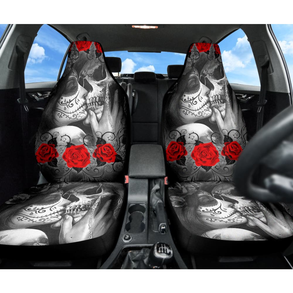 Love Kissing Skeleton Sugar Skull Gothic Car Seat Covers Custom 2 211101 - YourCarButBetter