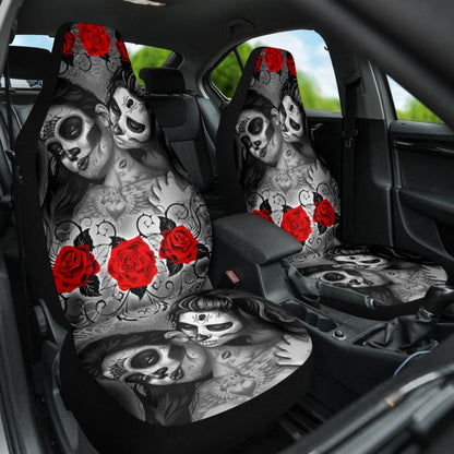 Love Kissing Skeleton Sugar Skull Gothic Car Seat Covers Custom 3 211101 - YourCarButBetter