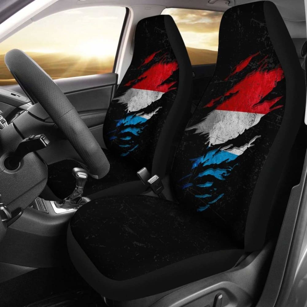 Luxembourg In Me Car Seat Covers - Special Grunge Style (Set Of Two) 232125 - YourCarButBetter