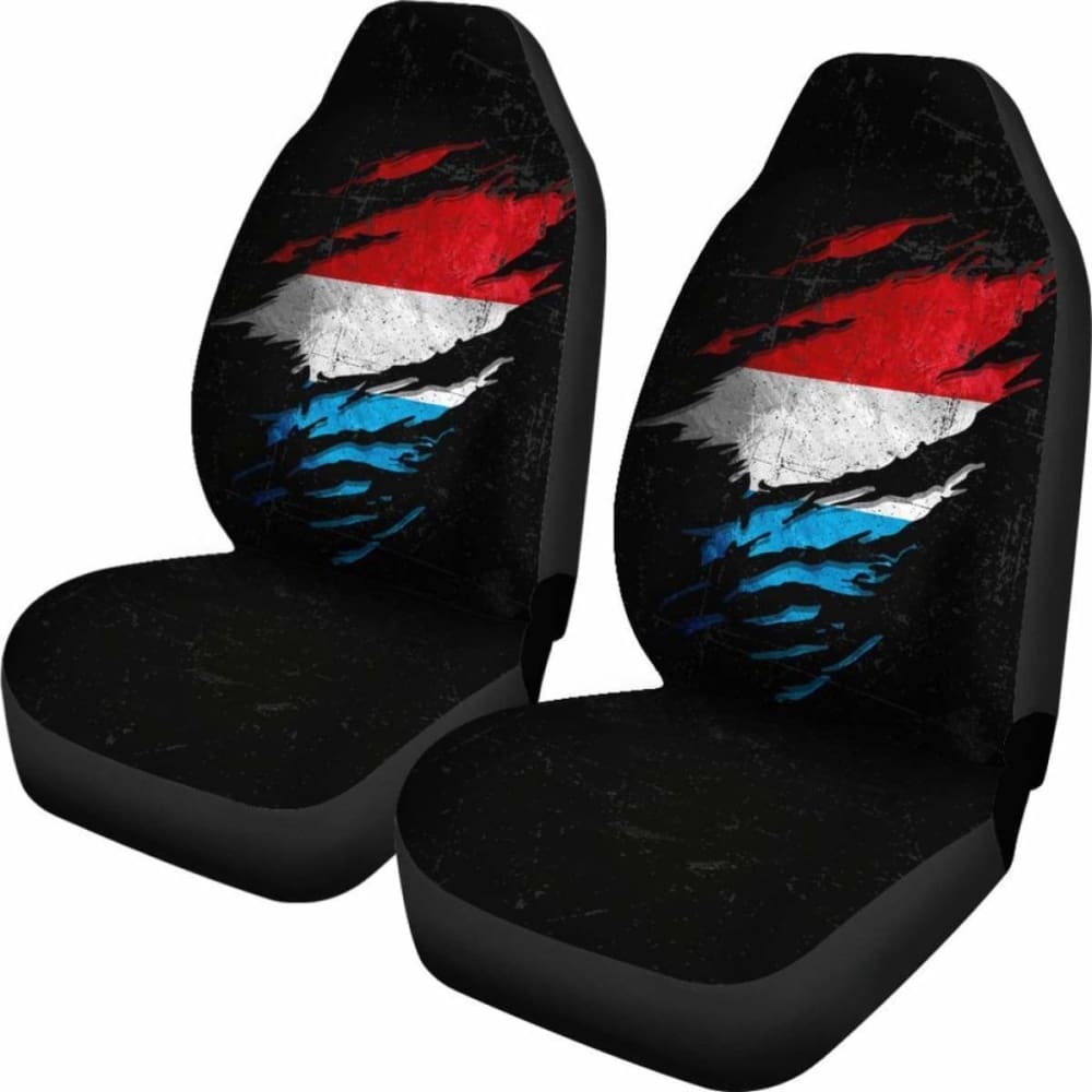 Luxembourg In Me Car Seat Covers - Special Grunge Style (Set Of Two) 232125 - YourCarButBetter