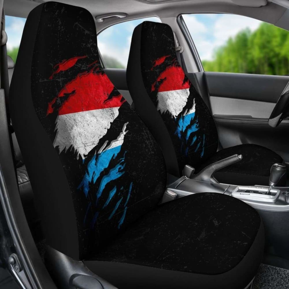 Luxembourg In Me Car Seat Covers - Special Grunge Style (Set Of Two) 232125 - YourCarButBetter