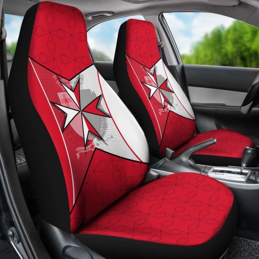 Malta Car Seat Covers - Maltese Cross With Flag Color - 160905