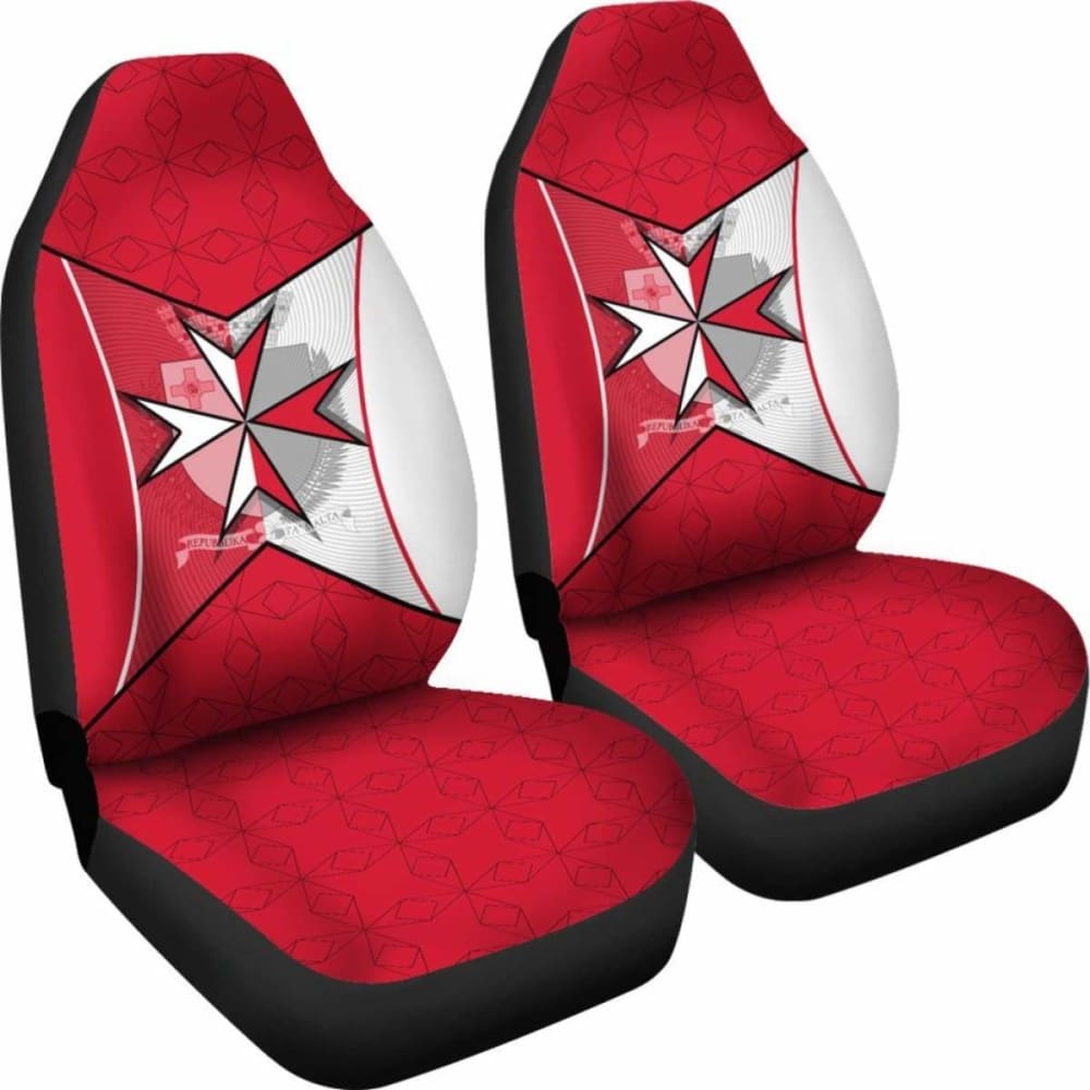 Malta Car Seat Covers - Maltese Cross With Flag Color - 160905