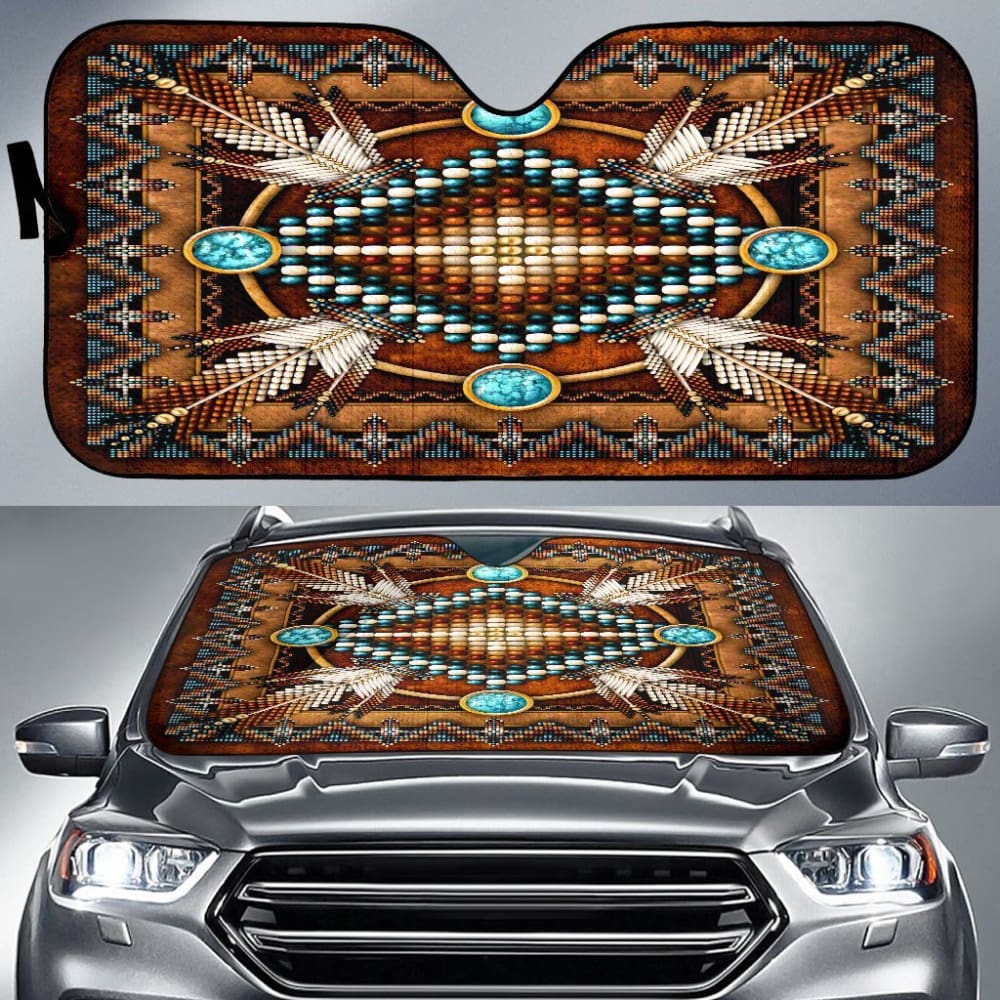Mandala Brown Native American Auto Sun Shades 093223 - YourCarButBetter