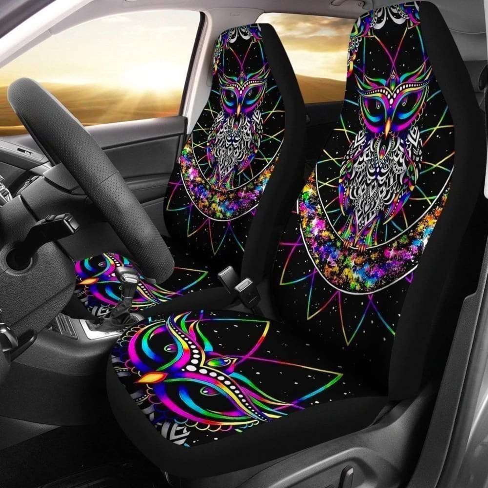 Mandala Owl Car Seat Covers Gift Idea 093223 - YourCarButBetter