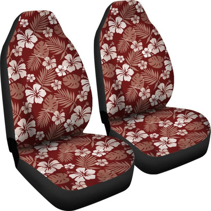 Maroon Hibiscus Car Seat Covers Hawaiian Pattern 101819 - YourCarButBetter