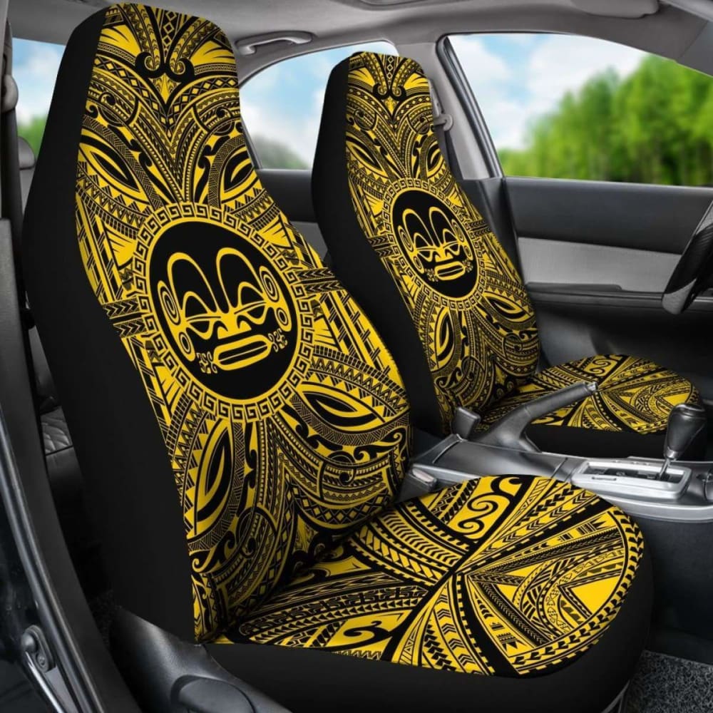 Marquesas Islands Car Seat Cover - Marquesas Islands Coat Of Arms Polynesian Gold Black 105905 - YourCarButBetter