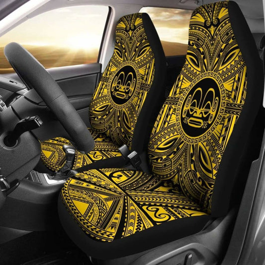 Marquesas Islands Car Seat Cover - Marquesas Islands Coat Of Arms Polynesian Gold Black 105905 - YourCarButBetter