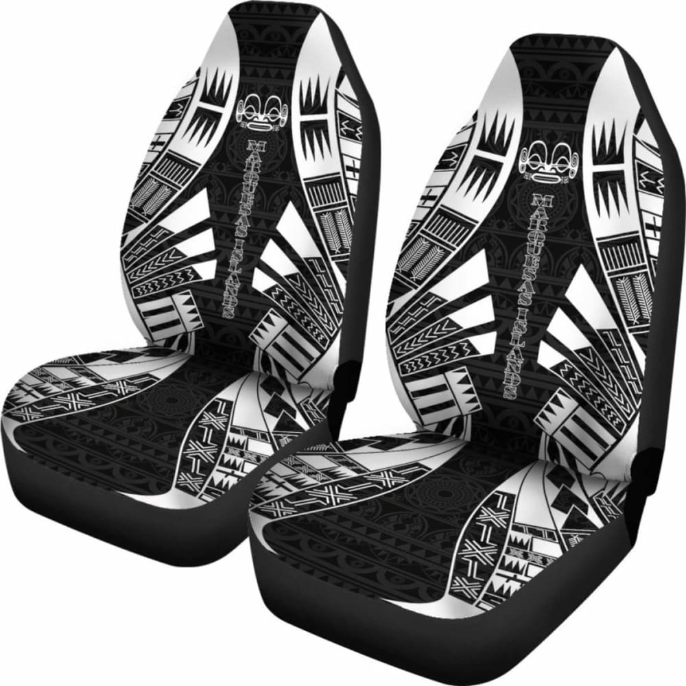 Marquesas Islands Car Seat Covers - Marquesas Islands Tiki Face Polynesian Tattoo Black - 9 174914 - YourCarButBetter