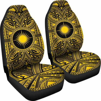 Marshall Islands Car Seat Cover - Marshall Islands Coat Of Arms Polynesian Gold Black 105905 - YourCarButBetter