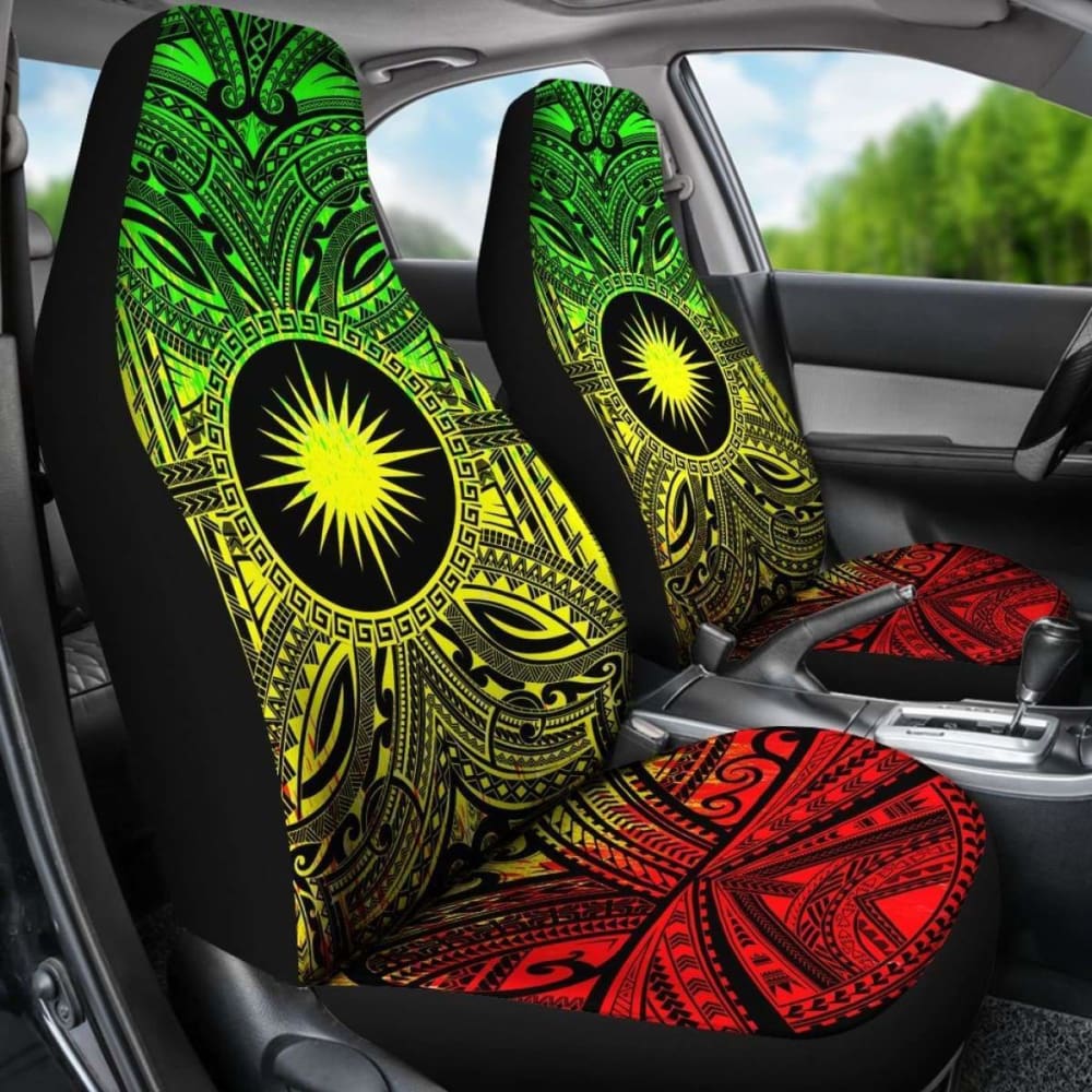 Marshall Islands Car Seat Cover - Marshall Islands Coat Of Arms Polynesian Reggae Style 105905 - YourCarButBetter
