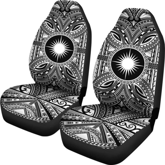 Marshall Islands Car Seat Cover - Marshall Islands Coat Of Arms Polynesian White Black 105905 - YourCarButBetter