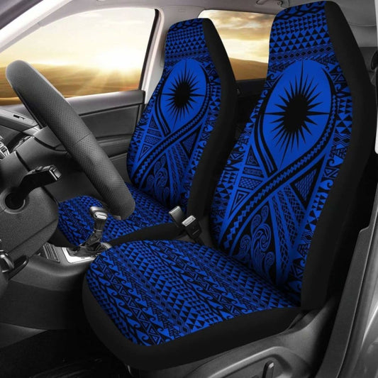 Marshall Islands Car Seat Cover - Marshall Islands Flag Polynesian Tattoo Blue - 9 174914 - YourCarButBetter