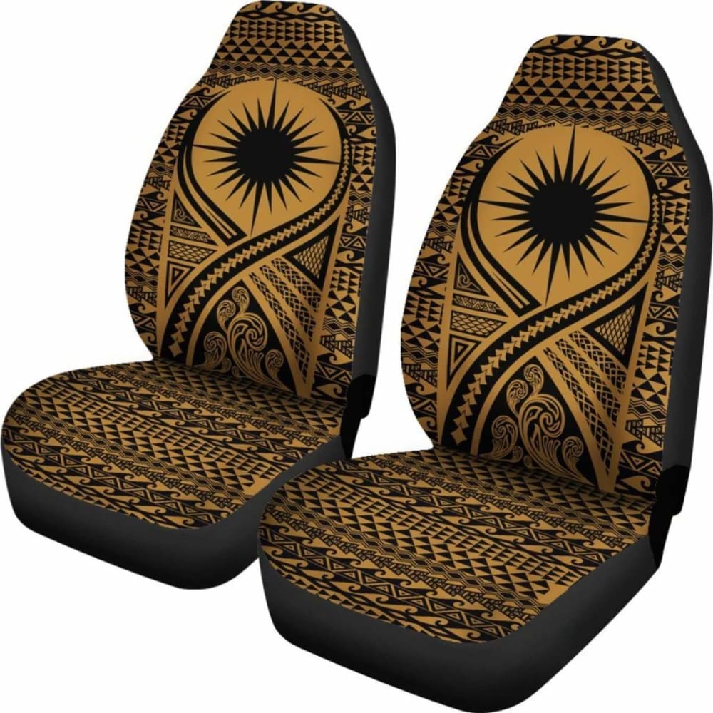 Marshall Islands Car Seat Cover - Marshall Islands Flag Polynesian Tattoo Gold - 9 174914 - YourCarButBetter