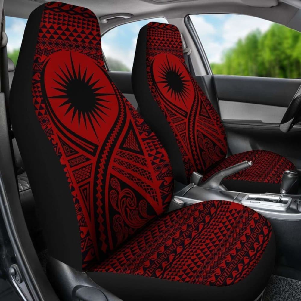 Marshall Islands Car Seat Cover - Marshall Islands Flag Polynesian Tattoo Red - 9 174914 - YourCarButBetter