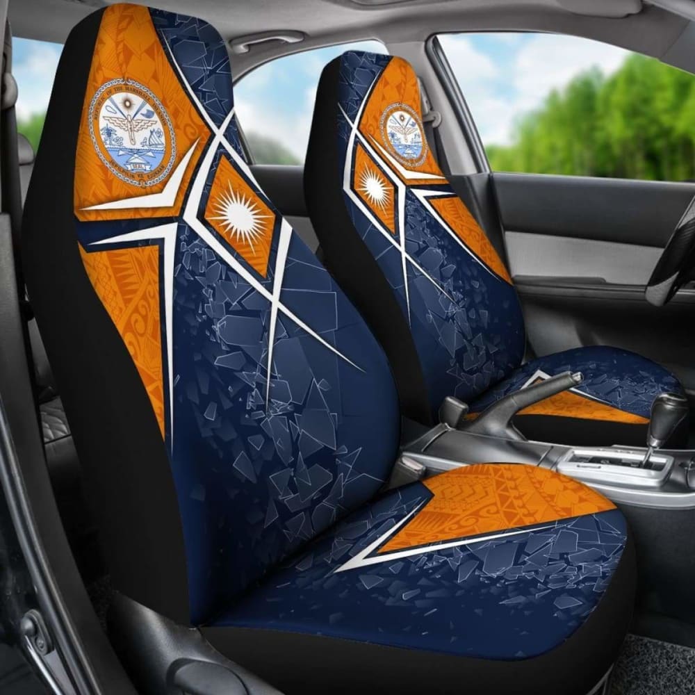 Marshall Islands Car Seat Covers - Marshall Islands Flag With Polynesian Patterns - 105905 - YourCarButBetter