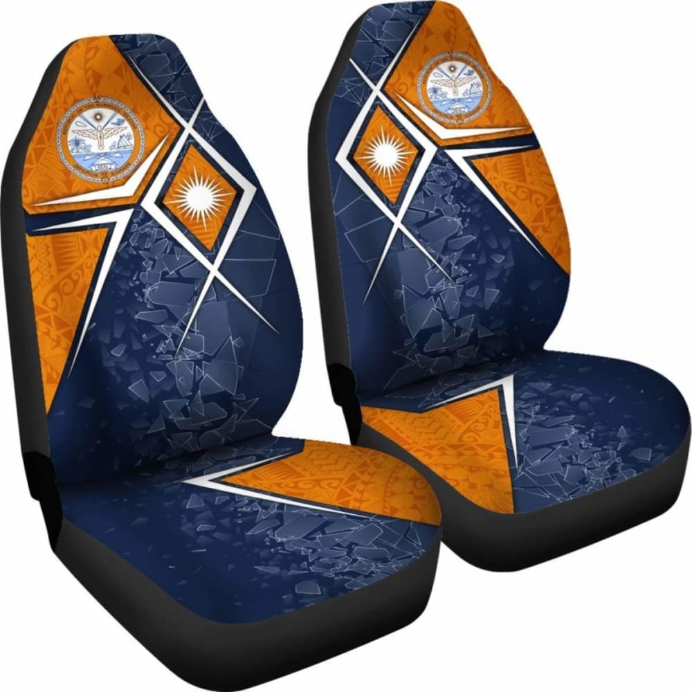 Marshall Islands Car Seat Covers - Marshall Islands Flag With Polynesian Patterns - 105905 - YourCarButBetter