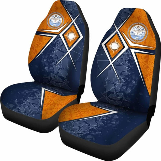 Marshall Islands Car Seat Covers - Marshall Islands Flag With Polynesian Patterns - 105905 - YourCarButBetter