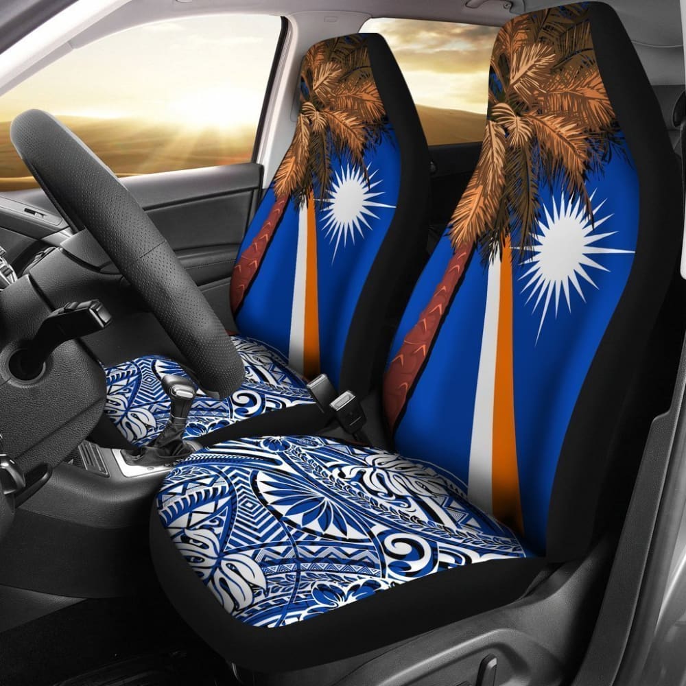 Marshall Islands Car Seat Covers Polynesian Palm Tree 174510 - YourCarButBetter