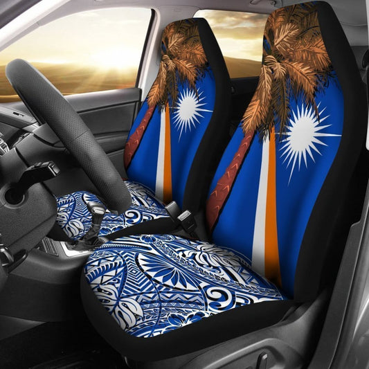 Marshall Islands Car Seat Covers Polynesian Palm Tree 174510 - YourCarButBetter