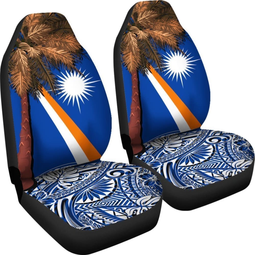Marshall Islands Car Seat Covers Polynesian Palm Tree 174510 - YourCarButBetter