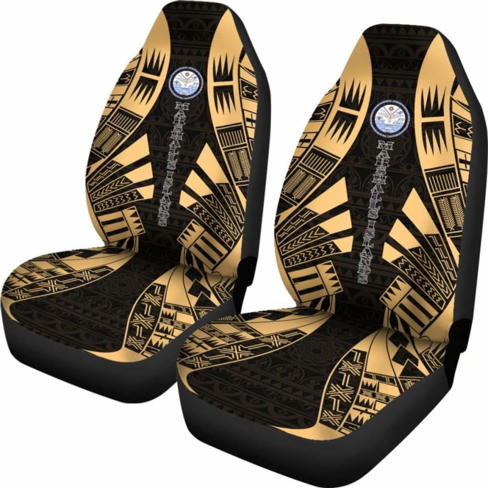 Marshall Islands Car Seat Covers - Marshall Islands Seal Polynesian Tattoo Gold - 9 174914 - YourCarButBetter