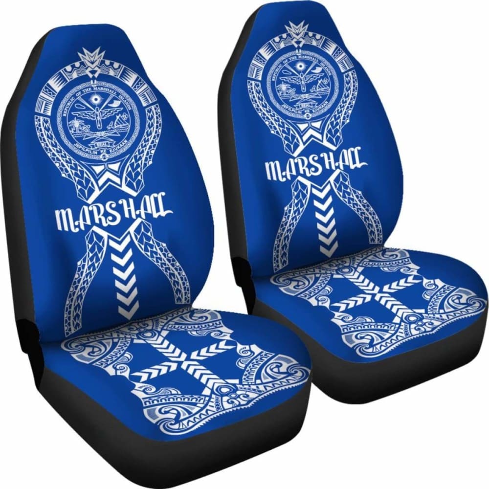 Marshall Islands Car Seat Covers - Marshall Islands Seal Polynesian Tribal Blue - 105905 - YourCarButBetter