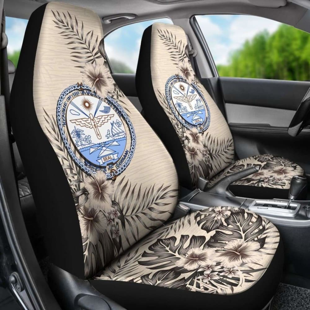 Marshall Islands Car Seat Covers The Beige Hibiscus (Set Of Two) 7 232125 - YourCarButBetter