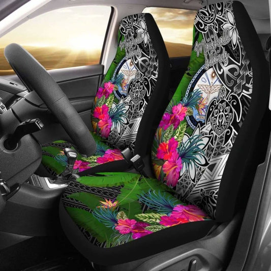 Marshall Islands Car Seat Covers - Turtle Plumeria Banana Leaf Crest - 091114 - YourCarButBetter