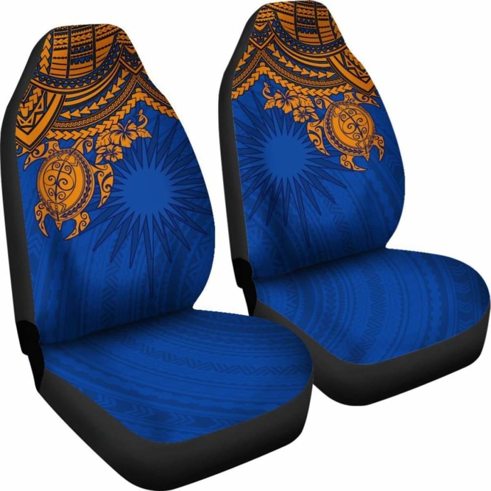 Marshall Islands Polynesian Car Seat Covers - Blue Turtle - Amazing 091114 - YourCarButBetter
