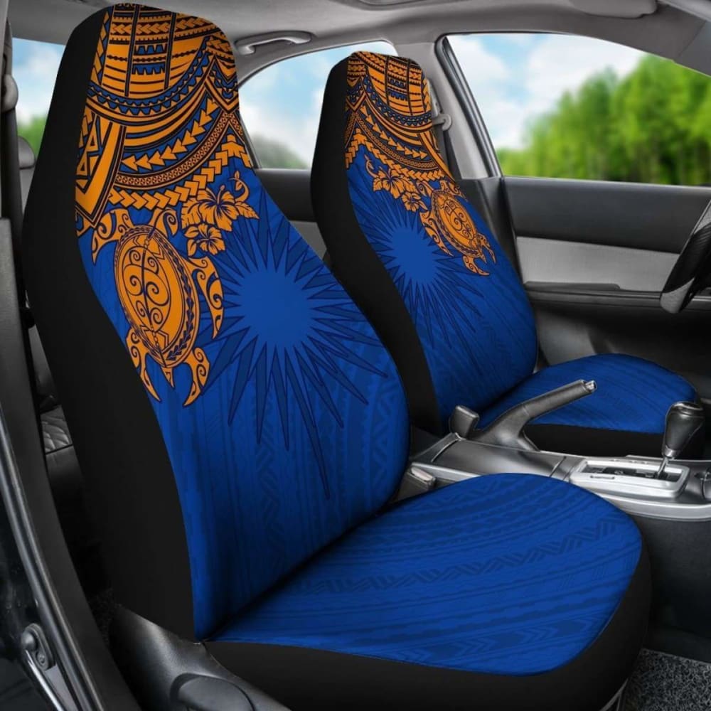 Marshall Islands Polynesian Car Seat Covers - Blue Turtle - Amazing 091114 - YourCarButBetter