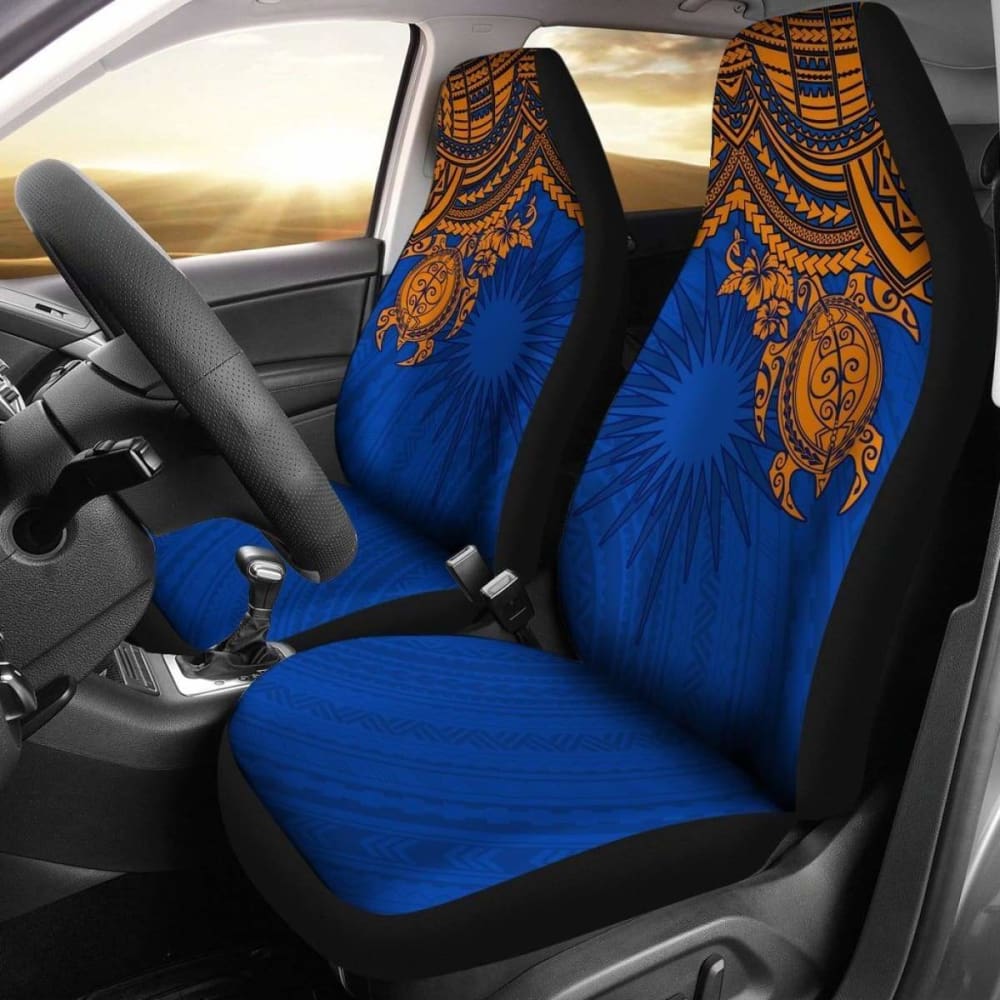 Marshall Islands Polynesian Car Seat Covers - Blue Turtle - Amazing 091114 - YourCarButBetter