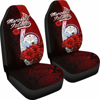 Marshall Islands Polynesian Car Seat Covers - Coat Of Arm With Hibiscus - 232125 - YourCarButBetter
