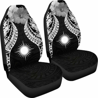 Marshall Islands Polynesian Car Seat Covers Pride Seal And Hibiscus Black - 232125 - YourCarButBetter
