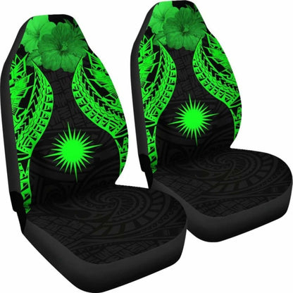 Marshall Islands Polynesian Car Seat Covers Pride Seal And Hibiscus Green - 232125 - YourCarButBetter