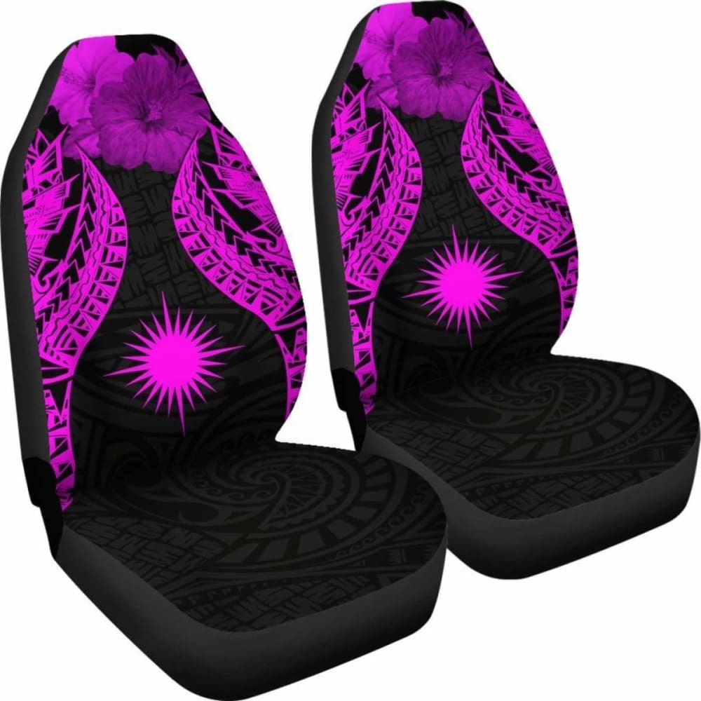 Marshall Islands Polynesian Car Seat Covers Pride Seal And Hibiscus Pink - 232125 - YourCarButBetter