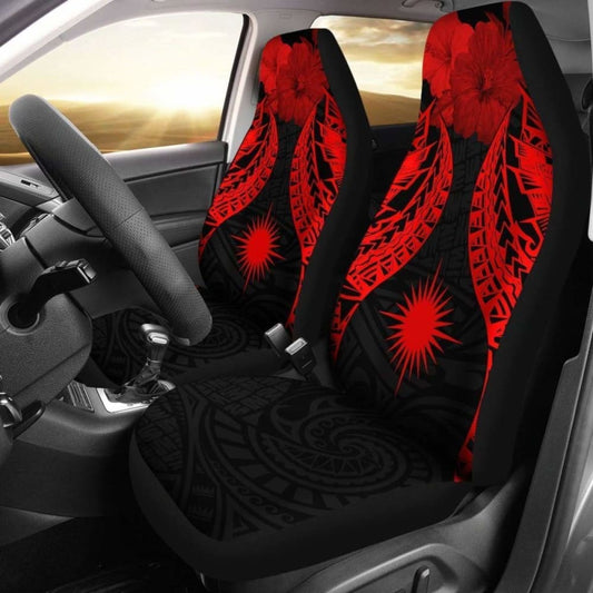 Marshall Islands Polynesian Car Seat Covers Pride Seal And Hibiscus Red - 232125 - YourCarButBetter