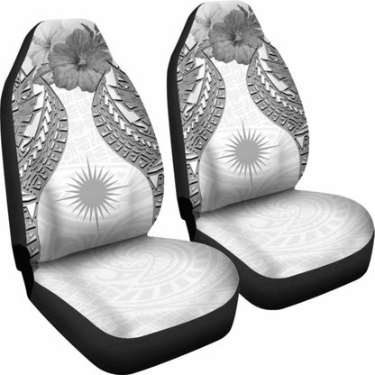 Marshall Islands Polynesian Car Seat Covers Pride Seal And Hibiscus White - 232125 - YourCarButBetter
