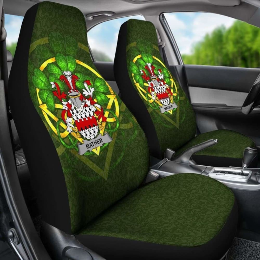 Mather Or Mathers Ireland Car Seat Cover Celtic Shamrock (Set Of Two) 154230 - YourCarButBetter