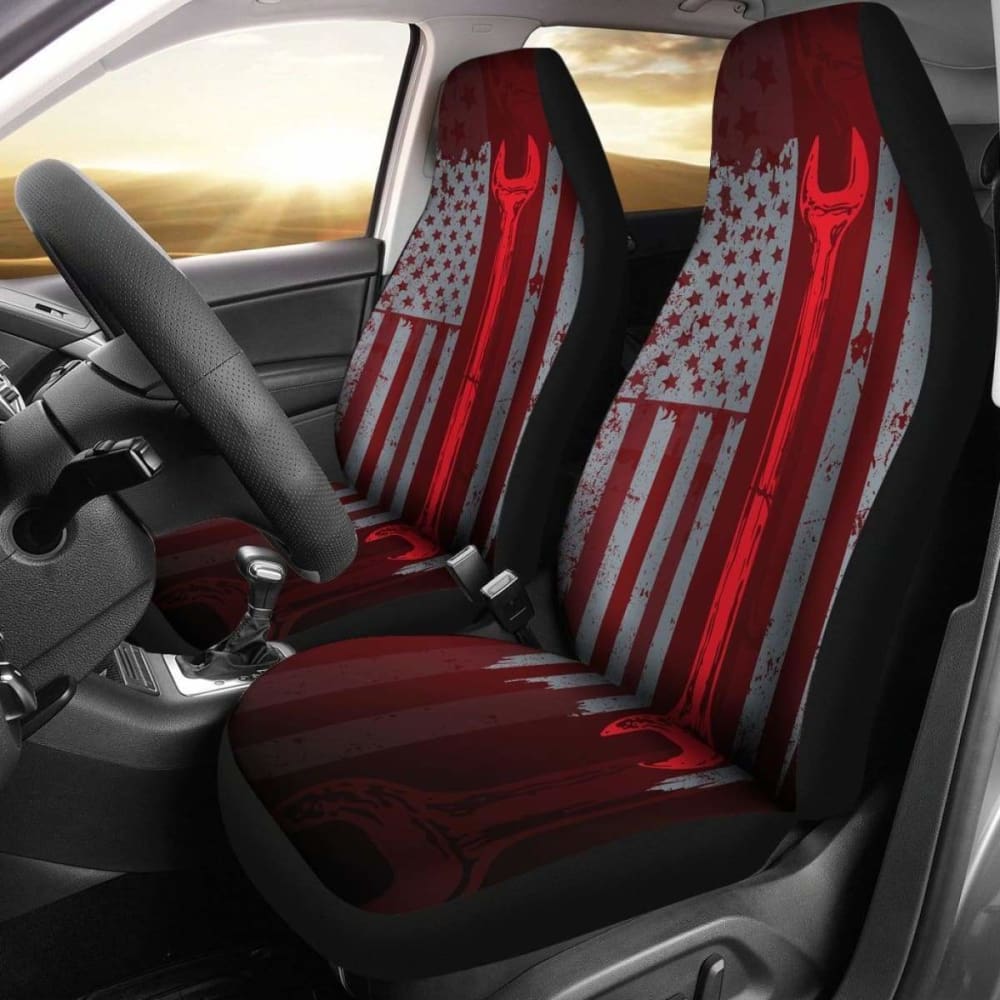 Mechanic Flag Car Seat Covers 174914 - YourCarButBetter