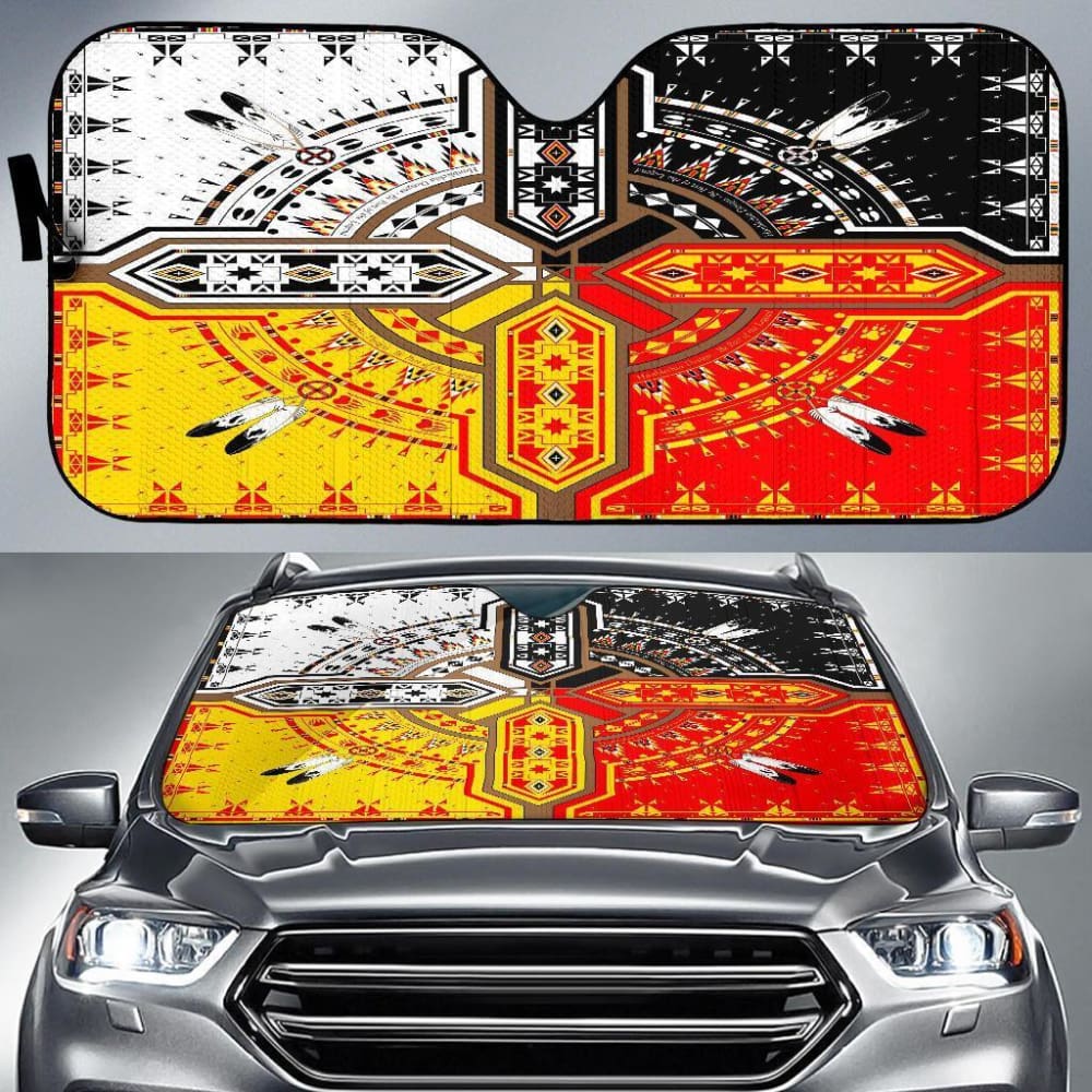 Medicine Wheels Native American Design Auto Sun Shades 093223 - YourCarButBetter