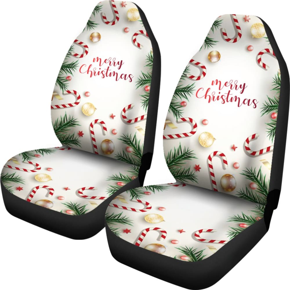 Merry Christmas Candy Xmas Tree Printed Car Seat Covers 212303 - YourCarButBetter