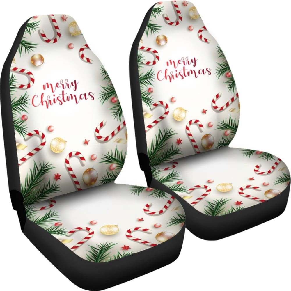 Merry Christmas Candy Xmas Tree Printed Car Seat Covers 212303 - YourCarButBetter