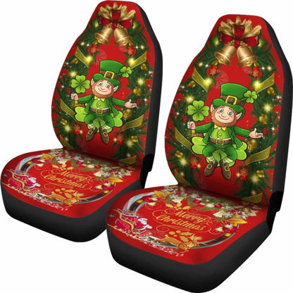 Merry Christmas St. Patrick Shamrock Car Seat Covers (Set Of 2) 154230 - YourCarButBetter