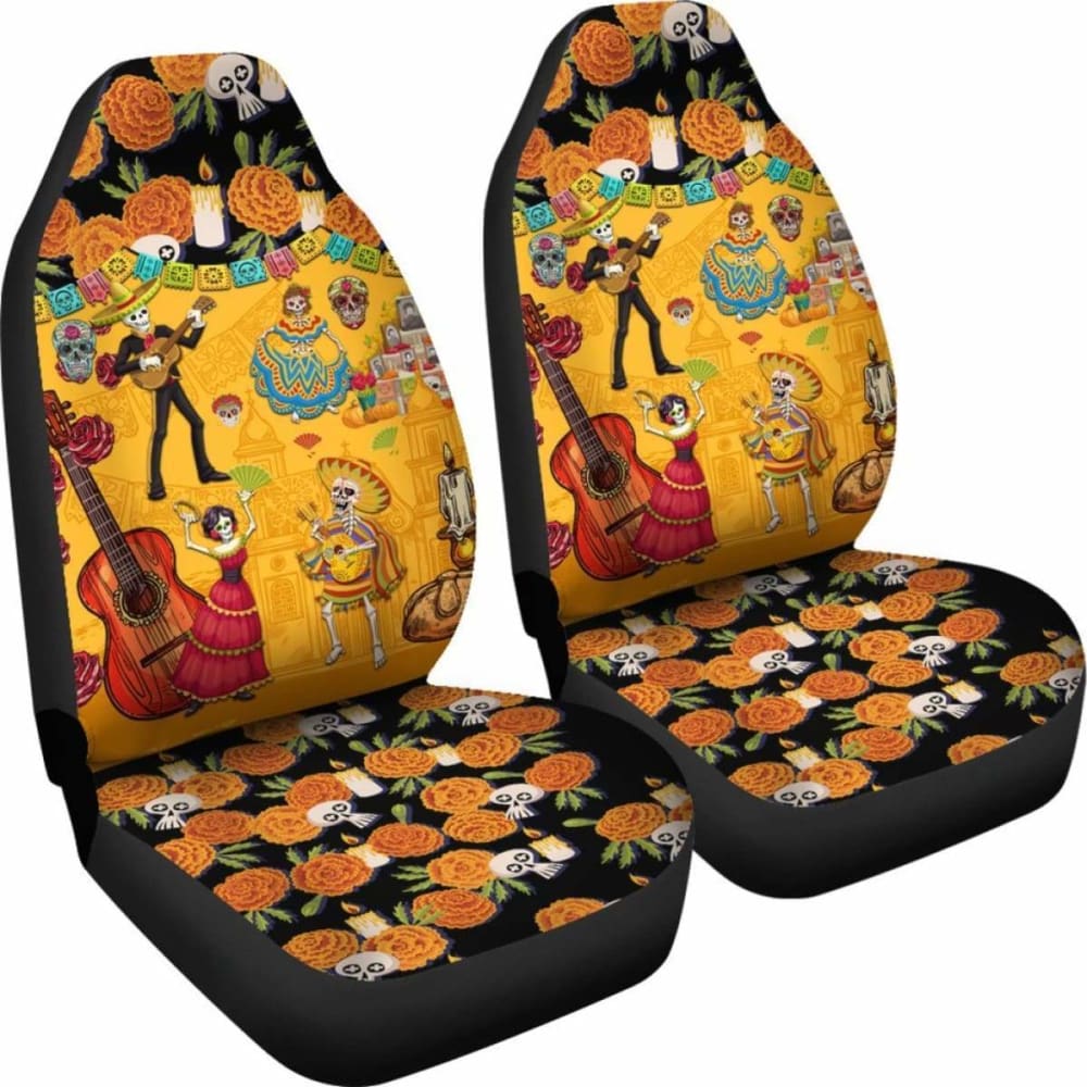 Mexican De Muertos Car Seat Cover Flowers 101207